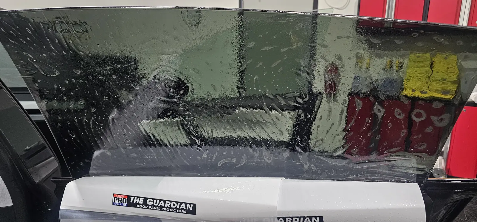 Rear window photographed after the tint install was finished